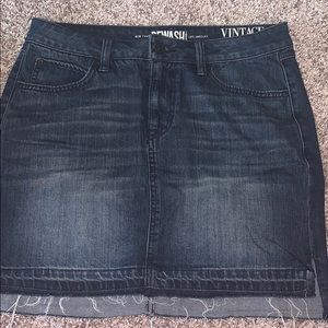 Dark wash denim skirt